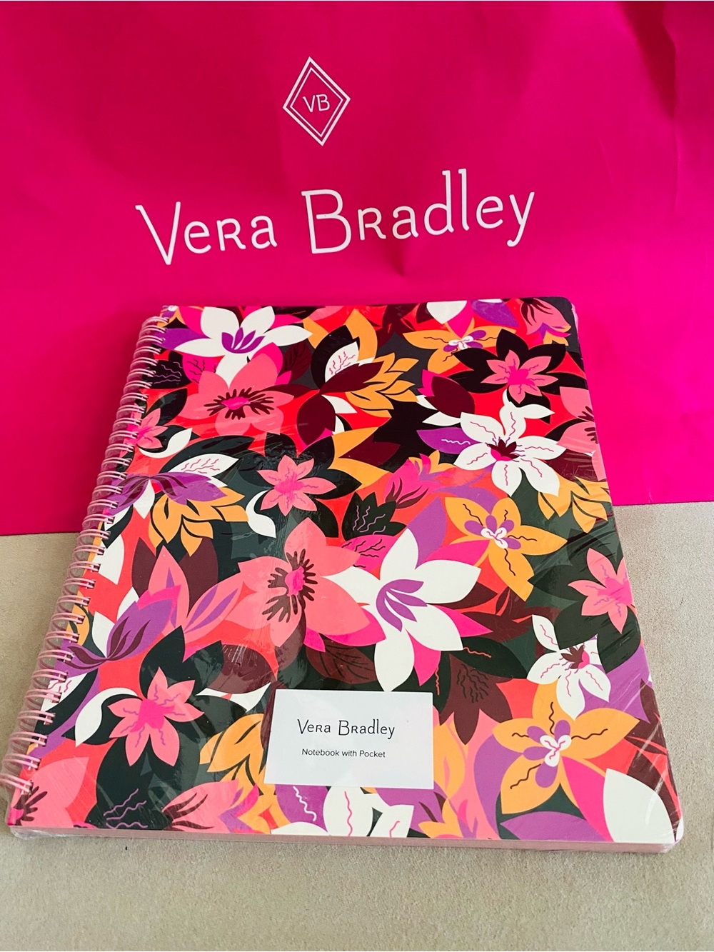 Vera Bradley Large Spiral Notebook NWT Rosa Floral. 160 pages